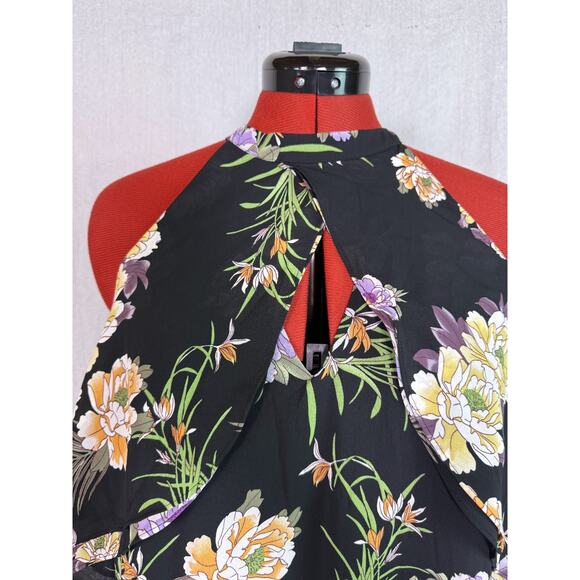 Truth And Fable Women’s Black Floral Shoulder Frill Dress Size XL E125 - Picture 4 of 10